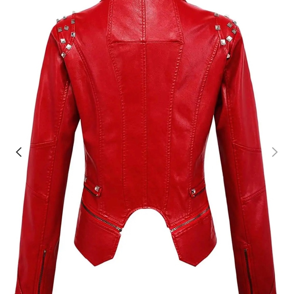 Red Silver Studded Rivet Jacket - Picture 2 of 13